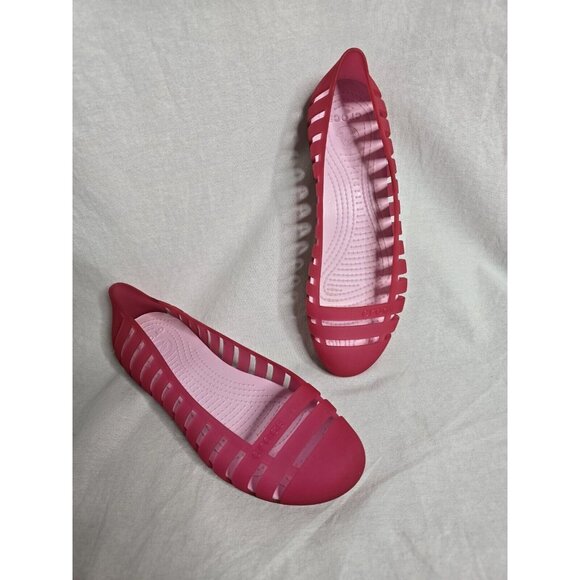 Crocs Adrina II Closed Toe Slip On Jelly Flats Women’s Size 9 Ballet Shoes Pink - Picture 1 of 10